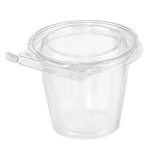 Safe-T-Fresh Deli Container Hinged With Flat Lid 12 OZ RPET Clear Round - pack of 256 Safe-T-Fresh Deli Container Hinged With Flat Lid 12 OZ RPET Clear Round - pack of 256