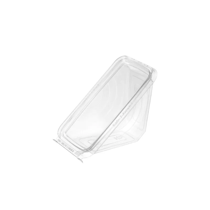 Safe-T-Fresh TS1SW Safe-T-Fresh Sandwich Wedge Hinged With Flat Lid 7.313X4.125X3.625 IN RPET Clear Triangle - pack of 288