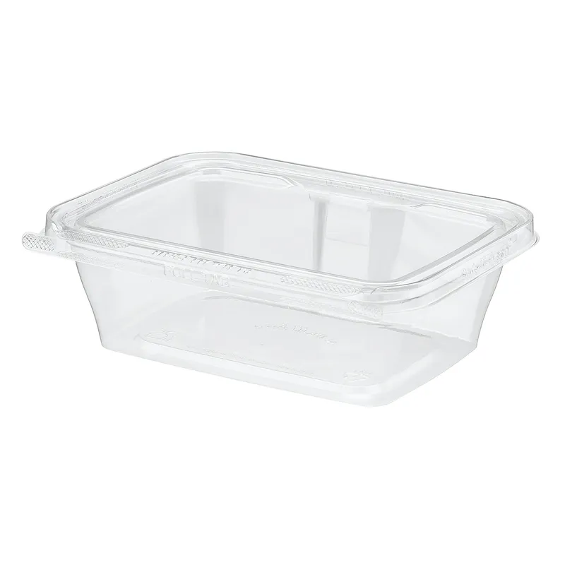 Safe-T-Fresh TS24 Safe-T-Fresh Deli Container Hinged With Flat Lid 24 OZ rDPET Clear Rectangle - pack of 200