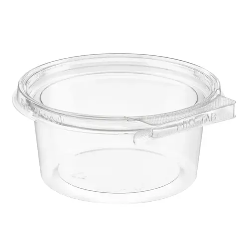 Safe-T-Fresh Deli Container Hinged With Flat Lid 12 OZ RPET Clear Round - pack of 320 Safe-T-Fresh Deli Container Hinged With Flat Lid 12 OZ RPET Clear Round - pack of 320