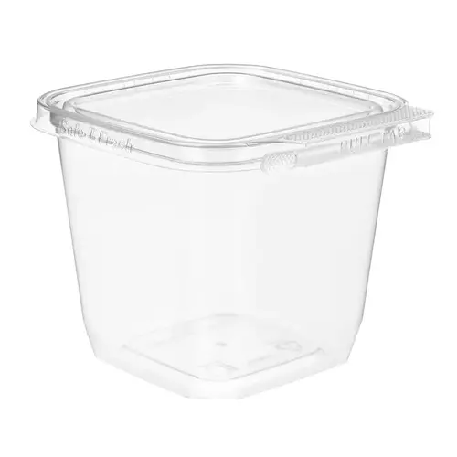 Safe-T-Fresh Deli Container Hinged With Flat Lid 24 OZ RPET Clear Square - pack of 264 Safe-T-Fresh Deli Container Hinged With Flat Lid 24 OZ RPET Clear Square - pack of 264