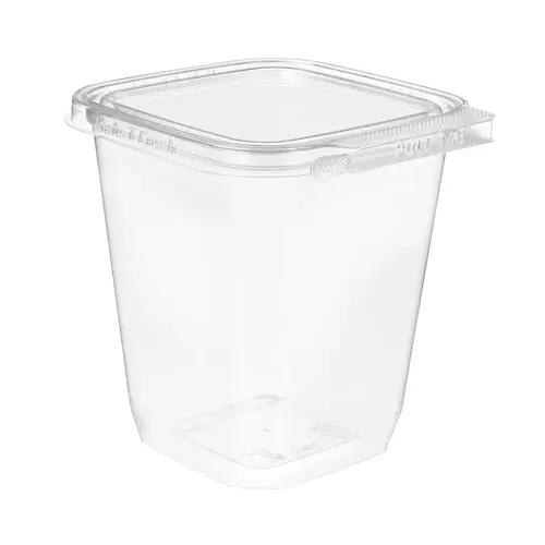 Safe-T-Fresh Deli Container Hinged With Flat Lid 32 OZ rDPET Clear Square - pack of 240 Safe-T-Fresh Deli Container Hinged With Flat Lid 32 OZ rDPET Clear Square - pack of 240