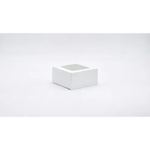 Donut Box 6X6X3 IN SBS Paperboard White With Window - pack of 200 Donut Box 6X6X3 IN SBS Paperboard White With Window - pack of 200