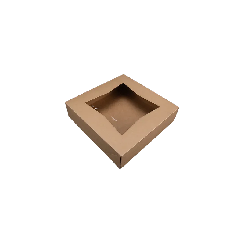 SOUTHERN CHAMPION TRAY COMPANY 24233K Pastry Box 10X10X2.5 IN Kraft Paperboard Kraft Square 4 Corner Beers With Window - pack of 200
