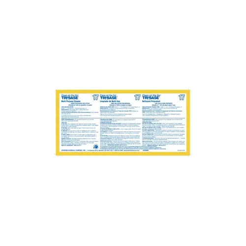 Clean on the Go Tribase 17 Product Label Vinyl White Clean on the Go Tribase 17 Product Label Vinyl White