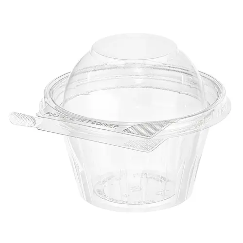 Safe-T-Fresh Deli Container Hinged With Dome Lid 8 OZ RPET Clear Round - pack of 272 Safe-T-Fresh Deli Container Hinged With Dome Lid 8 OZ RPET Clear Round - pack of 272