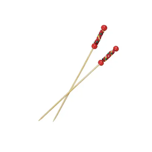 Pick 4.7 IN Bamboo Natural With 2 Red Beads - pack of 2000 Pick 4.7 IN Bamboo Natural With 2 Red Beads - pack of 2000