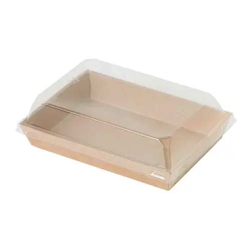 Sushi Take-Out Box Base & Lid Combo With PET Lid 5.9X4.1X1 IN PE Coated Paper Kraft 50 - pack of 300 Sushi Take-Out Box Base & Lid Combo With PET Lid 5.9X4.1X1 IN PE Coated Paper Kraft 50 - pack of 300