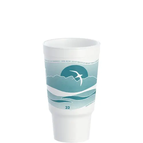 Dart J Cup Cup Insulated 32 OZ EPS Teal White Horizon - pack of 400 Dart J Cup Cup Insulated 32 OZ EPS Teal White Horizon - pack of 400