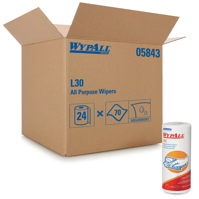 Kimberly-Clark Generalclean L30 Heavy Duty Cleaning Towels 24 Rolls-Case White - pack of 24 05843