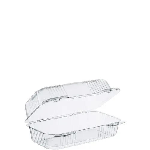Dart StayLock Take-Out Container Hinged With Dome Lid 9X5.4X3.5 IN OPS Clear Oblong Bar Lock 125 - pack of 250 Dart StayLock Take-Out Container Hinged With Dome Lid 9X5.4X3.5 IN OPS Clear Oblong Bar Lock 125 - pack of 250
