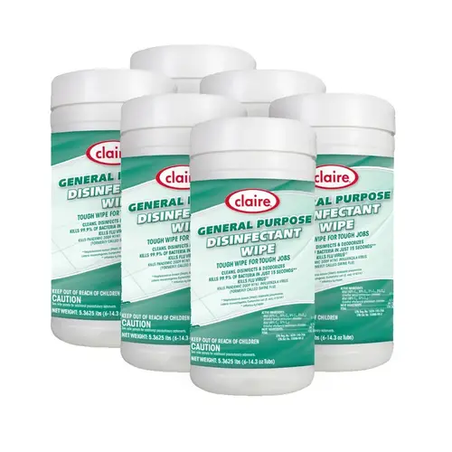 Claire Disinfectant 6X10 IN Wipe White - pack of 6 Claire Disinfectant 6X10 IN Wipe White - pack of 6