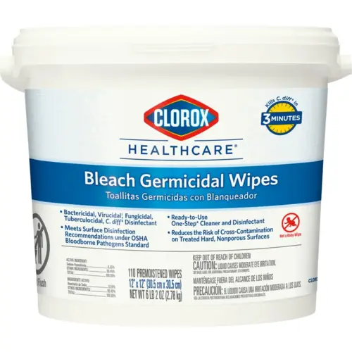 Clorox Healthcare Bleach Germicidal Unscented One-Step Disinfectant Multi Surface Wipe White - pack of 2 Clorox Healthcare Bleach Germicidal Unscented One-Step Disinfectant Multi Surface Wipe White - pack of 2