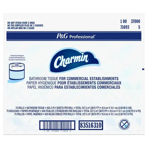 Charmin Toilet Paper & Tissue Roll 3.92X4 IN 2PLY White Embossed - pack of 75 Charmin Toilet Paper & Tissue Roll 3.92X4 IN 2PLY White Embossed - pack of 75