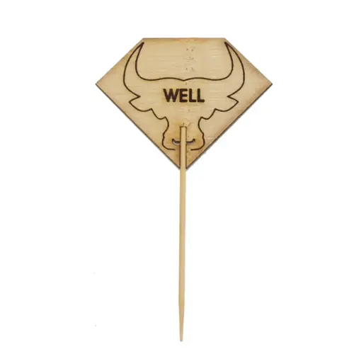 Well Done Steak Marker 3.7X2.1 IN Bamboo Diamond Natural Bull Head - pack of 1000 Well Done Steak Marker 3.7X2.1 IN Bamboo Diamond Natural Bull Head - pack of 1000
