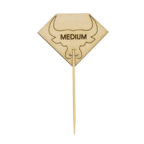 Medium Steak Marker 3.7X2.1 IN Bamboo Diamond Natural Bull Head - pack of 1000 Medium Steak Marker 3.7X2.1 IN Bamboo Diamond Natural Bull Head - pack of 1000