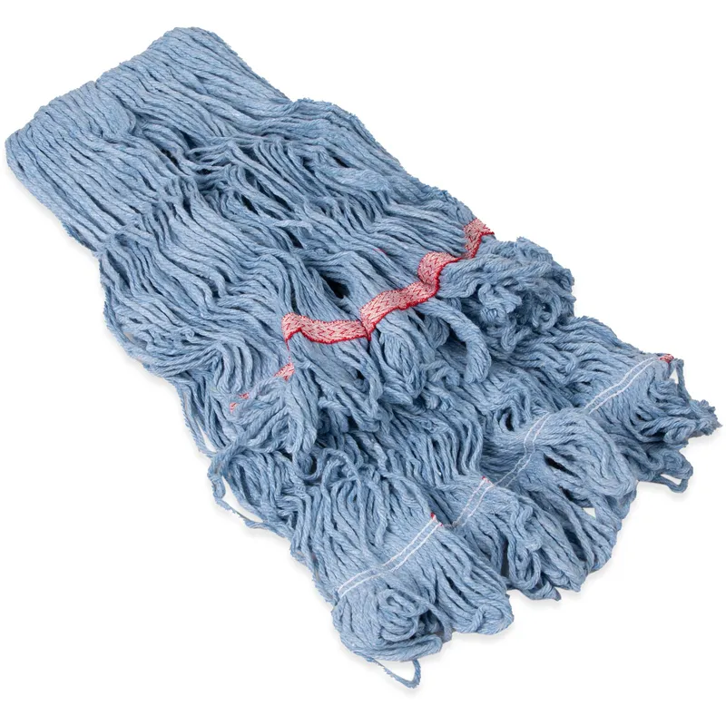 CFS Brands Carlisle Foodservice Products Flo-Pac Mop Head Large (LG) Blue Cotton Synthetic Blend 4PLY Loop End Color Coded 369454B14