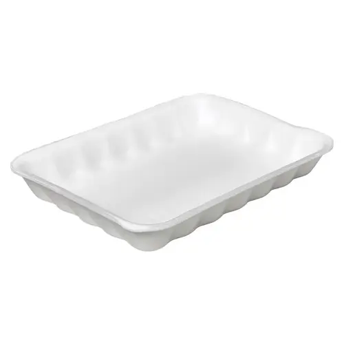 4P Meat Tray 6.75X9.25X1.31 IN Polystyrene Foam White Rectangle - pack of 500 4P Meat Tray 6.75X9.25X1.31 IN Polystyrene Foam White Rectangle - pack of 500