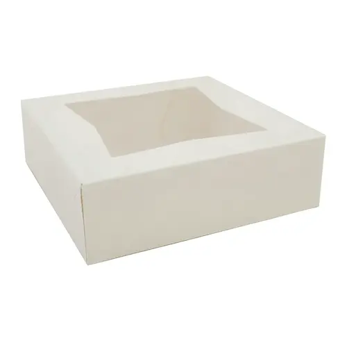Cake Box 8X5.75X2.5 IN Paperboard White Rectangle 4 Corner Beers 1-Piece Automatic With Window - pack of 200 Cake Box 8X5.75X2.5 IN Paperboard White Rectangle 4 Corner Beers 1-Piece Automatic With Window - pack of 200