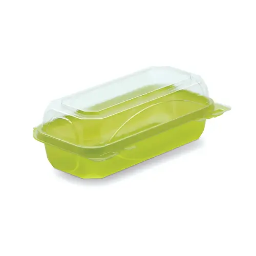 The BOTTLEBOX Take-Out Container Hinged With Dome Lid 8.75X4.7X2.85 IN RPET Green Clear Rectangle Long - pack of 250 The BOTTLEBOX Take-Out Container Hinged With Dome Lid 8.75X4.7X2.85 IN RPET Green Clear Rectangle Long - pack of 250
