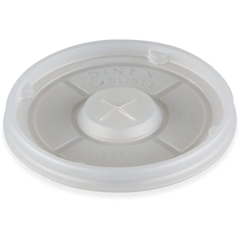CFS Brands Dinex Lid Flat PS Translucent For 9-16 OZ Cup With Hole - pack of 1000 DXTT58