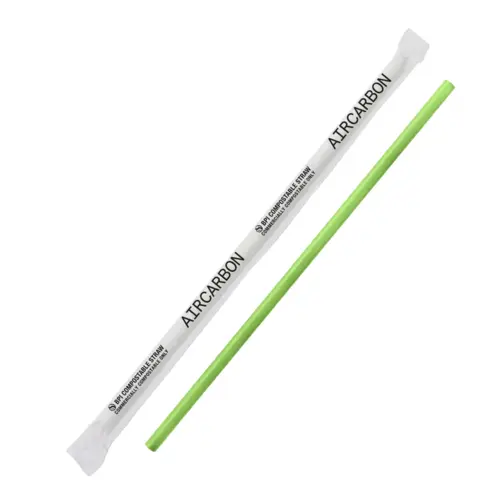 Jumbo Straw 7.75 IN Air Carbon Green Wrapped - pack of 2400 Jumbo Straw 7.75 IN Air Carbon Green Wrapped - pack of 2400
