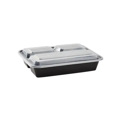 Karat 32 OZ 3 Compartment PP Black Rectangle Microwave Safe - pack of 150 Karat 32 OZ 3 Compartment PP Black Rectangle Microwave Safe - pack of 150