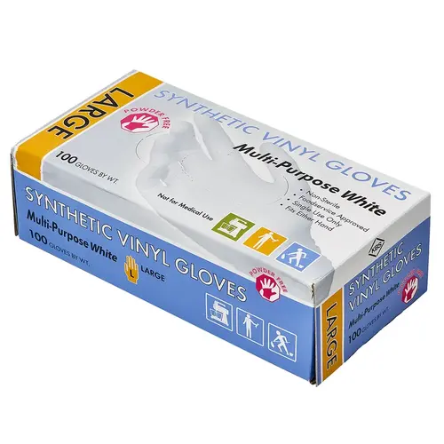 Gloves Large (LG) White Vinyl Synthetic Powder-Free - pack of 1000 Gloves Large (LG) White Vinyl Synthetic Powder-Free - pack of 1000