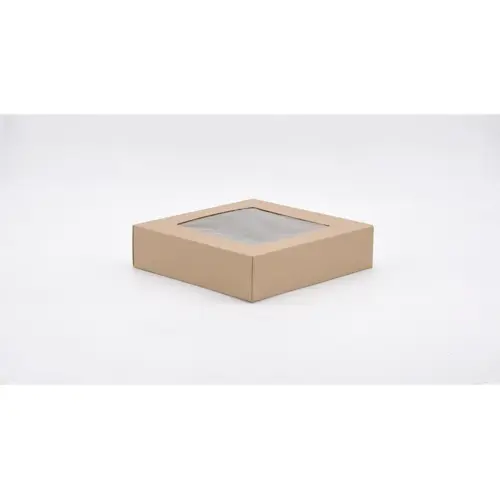 Bakery Box 10X10X2.5 IN Paperboard Kraft With Window - pack of 200 Bakery Box 10X10X2.5 IN Paperboard Kraft With Window - pack of 200