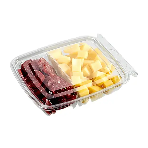 Fresh N' Sealed Deli Container Hinged With Flat Lid 5-8 OZ 2 Compartment PET Clear Rectangle - pack of 260 Fresh N' Sealed Deli Container Hinged With Flat Lid 5-8 OZ 2 Compartment PET Clear Rectangle - pack of 260