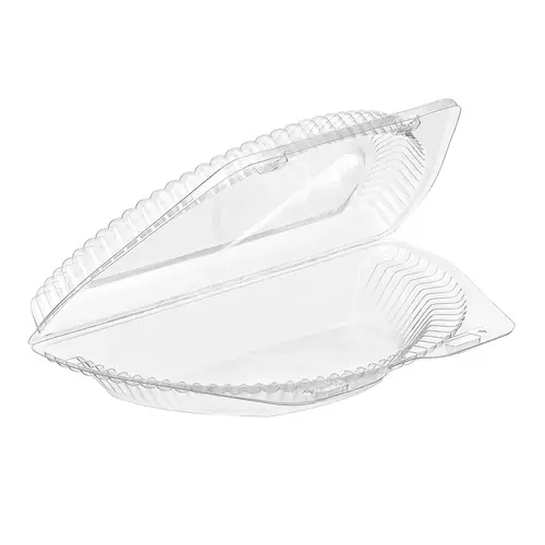 Essentials SureLock Half Pie Hinged Container With Dome Lid 8X4.07X2.25 IN RPET Clear - pack of 250 Essentials SureLock Half Pie Hinged Container With Dome Lid 8X4.07X2.25 IN RPET Clear - pack of 250