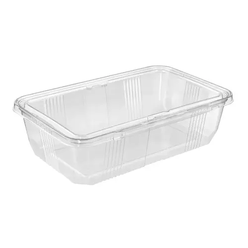 Safe-T-Fresh Deli Container Hinged With Flat Lid Large (LG) 112 OZ RPET Clear Rectangle - pack of 60 Safe-T-Fresh Deli Container Hinged With Flat Lid Large (LG) 112 OZ RPET Clear Rectangle - pack of 60