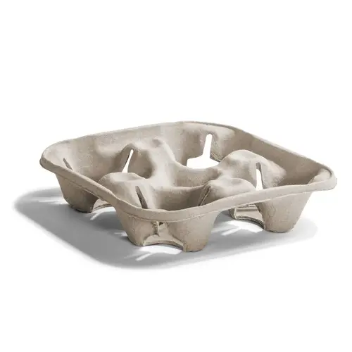StrongHolder Cup Carrier 8.5X8.5X2 IN 4 Compartment Molded Fiber Kraft For 8-32 OZ Without Handle Reusable - pack of 300 StrongHolder Cup Carrier 8.5X8.5X2 IN 4 Compartment Molded Fiber Kraft For 8-32 OZ Without Handle Reusable - pack of 300