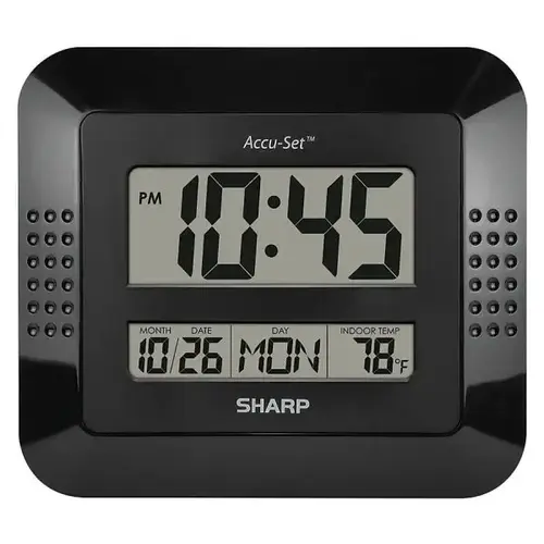 Black Digital Auto Time Set Wall Clock Black Digital Auto Time Set Wall Clock