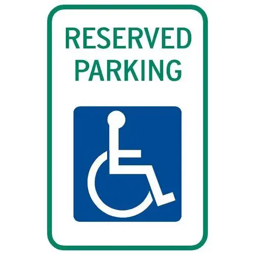 Reserved Parking Disabled Parking Sign, White Reflective, 12 X 18 Reserved Parking Disabled Parking Sign, White Reflective, 12 X 18