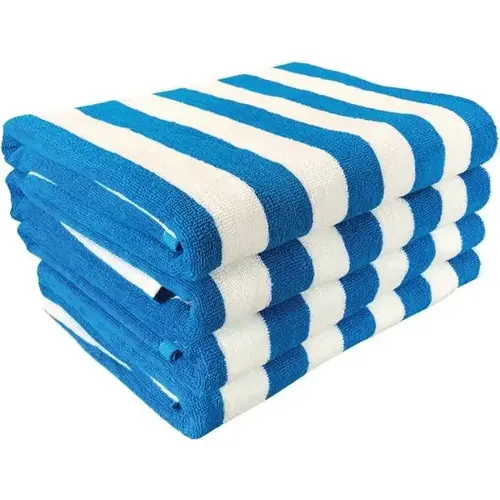 Cabana Stripe Pool Towel, 30x70 inch 15 Lbs/Dz, White/Blue - pack of 24 Cabana Stripe Pool Towel, 30x70 inch 15 Lbs/Dz, White/Blue - pack of 24