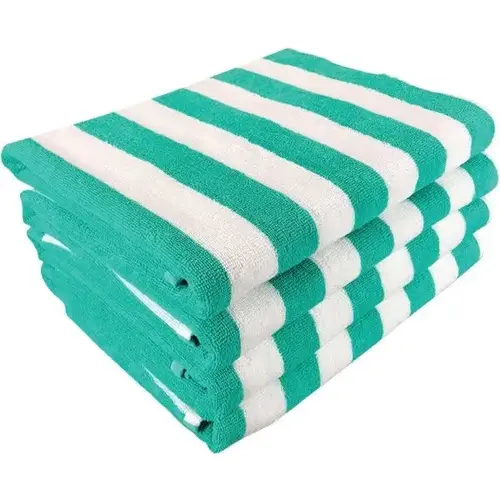 Cabana Stripe Pool Towel, 30x70 inch 15 Lbs/Dz, White/Green - pack of 24 Cabana Stripe Pool Towel, 30x70 inch 15 Lbs/Dz, White/Green - pack of 24