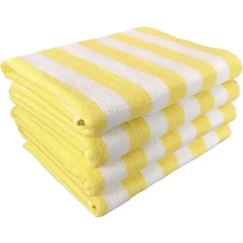 Cabana Stripe Pool Towel, 30x70 inch 15 Lbs/Dz, White/Yellow - pack of 24 Cabana Stripe Pool Towel, 30x70 inch 15 Lbs/Dz, White/Yellow - pack of 24