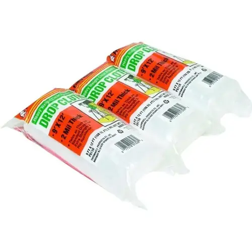 9 X 12 ft 2 Mil Plastic Drop Cloth - pack of 3 9 X 12 ft 2 Mil Plastic Drop Cloth - pack of 3