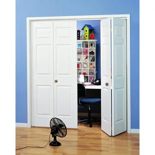 18 In. X 80 In. X 1-3/8 In. Primed White 6-Panel Hollow Core Bifold Interior Door 18 In. X 80 In. X 1-3/8 In. Primed White 6-Panel Hollow Core Bifold Interior Door