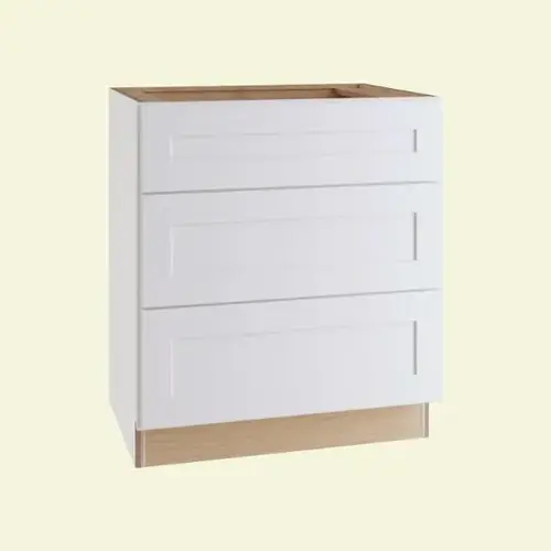 Newport 24 In. W X 24 In. D X 34.5 In. H Assembled Plywood Drawer Base Kitchen Cabinet In Pacific White With Soft Close Newport 24 In. W X 24 In. D X 34.5 In. H Assembled Plywood Drawer Base Kitchen Cabinet In Pacific White With Soft Close