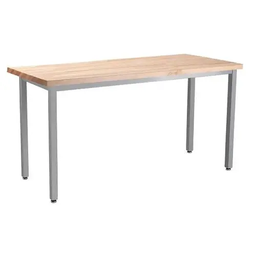 Steel Table 30 X 60 X 30 Butcherblock Top, Grey Frame Steel Table 30 X 60 X 30 Butcherblock Top, Grey Frame
