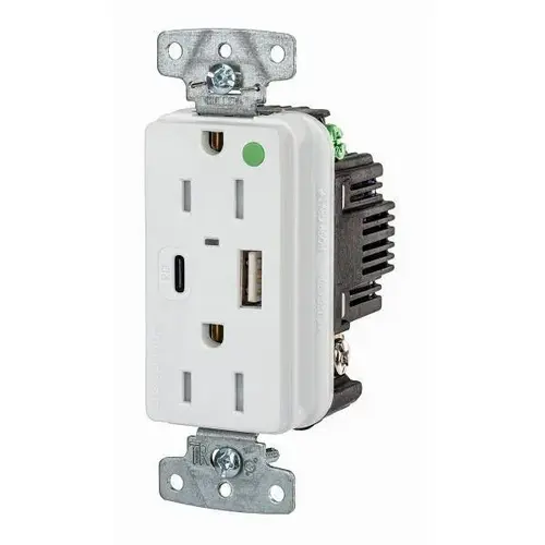 Wiring Devices 15a Hospital Grade USB A/C Power Delivery Rec White Wiring Devices 15a Hospital Grade USB A/C Power Delivery Rec White