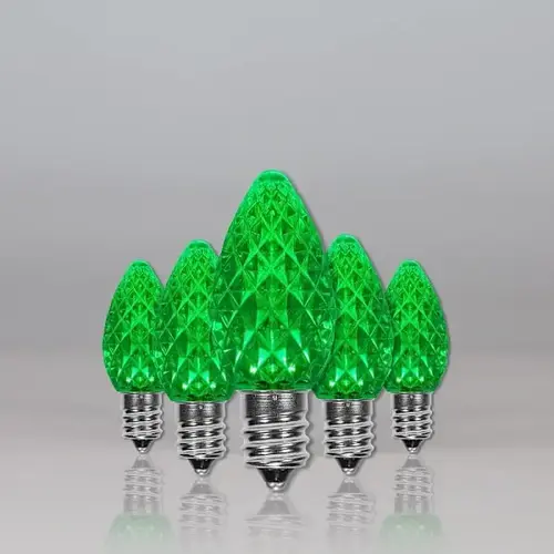 C7 Opticore LED Faceted Bulbs, E12, Dimmable, Green C7 Opticore LED Faceted Bulbs, E12, Dimmable, Green