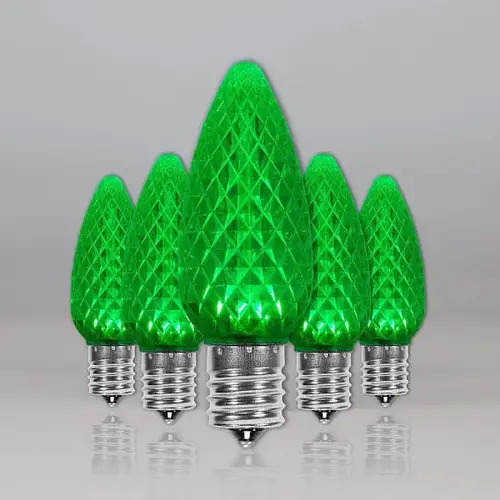 C9 Opticore LED Faceted Bulbs, E17, Dimmable, Green C9 Opticore LED Faceted Bulbs, E17, Dimmable, Green