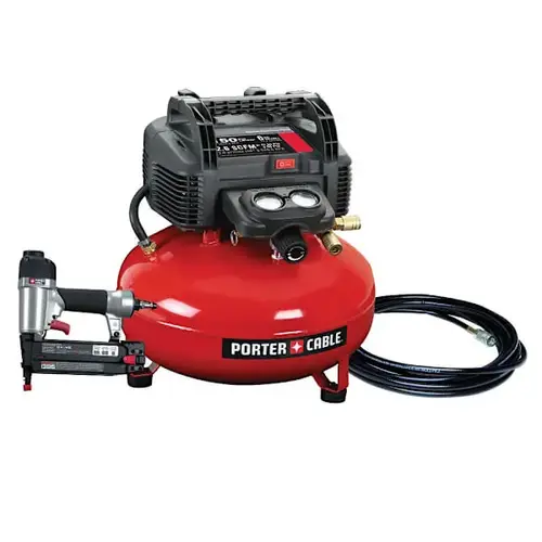 6 Gal. 150 PSI Electric Air Comp & 18-Gauge Brad Nailer Combo Kit 6 Gal. 150 PSI Electric Air Comp & 18-Gauge Brad Nailer Combo Kit