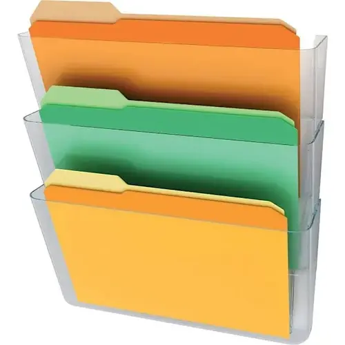 Stackable Docupocket With 3 Pockets 7" X 13" X 4" Clear - pack of 3 Stackable Docupocket With 3 Pockets 7" X 13" X 4" Clear - pack of 3