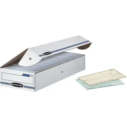 Stor/File Check Storage Boxes 9" X 24" X 4" White / Blue - pack of 12 Stor/File Check Storage Boxes 9" X 24" X 4" White / Blue - pack of 12