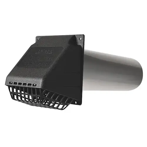 4" Wide Mouth Hood With Removable Bird Guard, Pipe & Collar Black 4" Wide Mouth Hood With Removable Bird Guard, Pipe & Collar Black