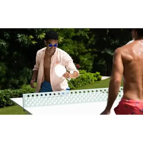 Table Tennis-Black Table-White Net-White Paddle-Black Accent Table Tennis-Black Table-White Net-White Paddle-Black Accent